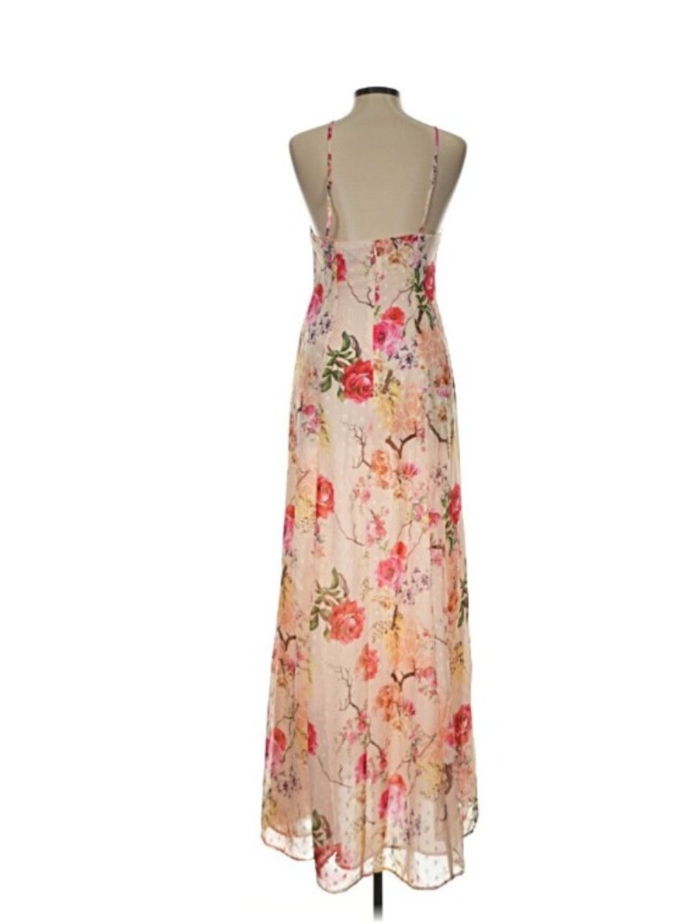 AFRM Maxi Dress Sz L Tan Floral Print Spaghetti Strap Cottagecore Romantic Bohos - Picture 3 of 7